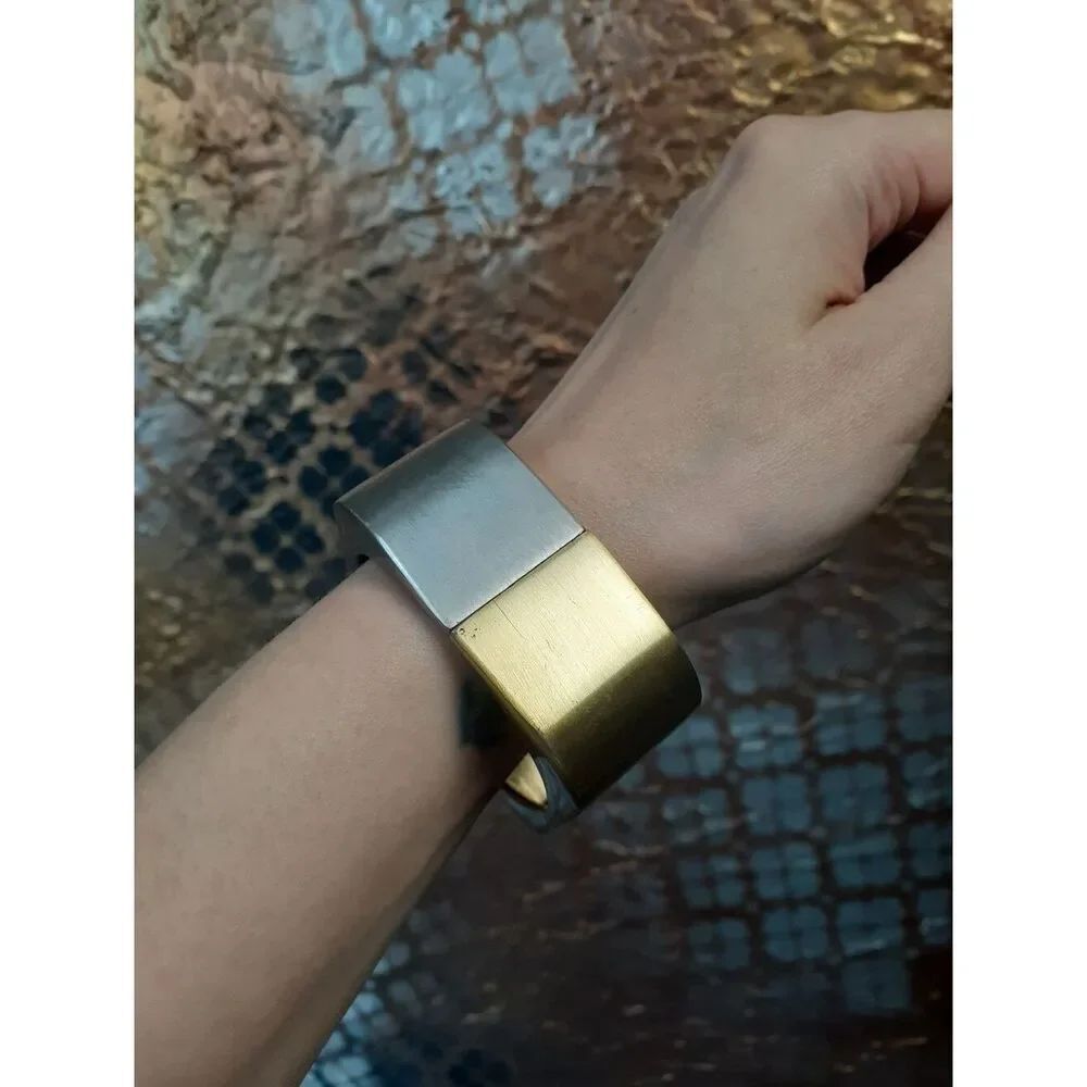 Vintage 1980s Gold and Silver Metallic Statement Bracelet